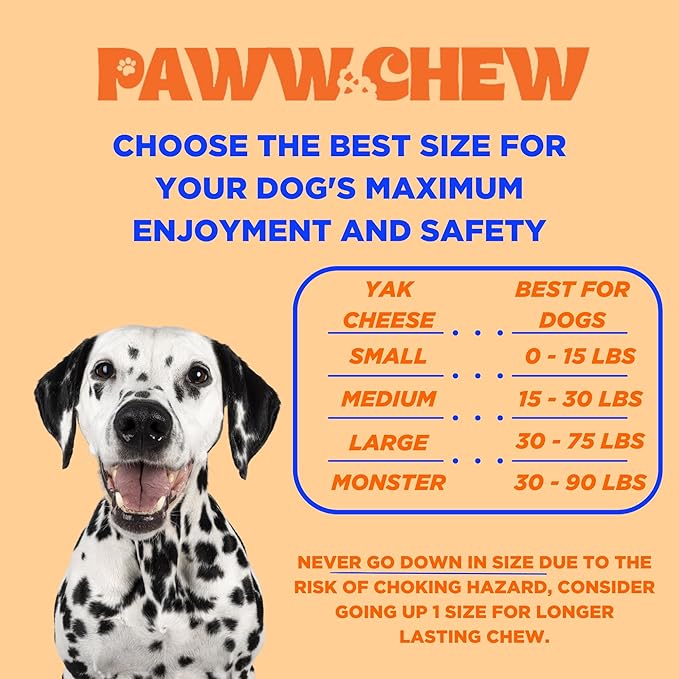 PAWW CHEW Himalayan Yak Chews for Small Dogs - 100% Natural Long Lasting Dog Treat, (Small - 8 Pack) Odorless, High Protein Yak Cheese, Limited Ingredient Yak Bones for Small Dogs