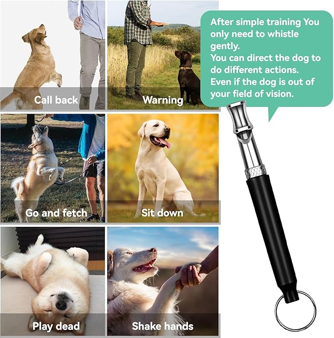2 Pack Dog Whistle, Dog Whistle to Stop Barking Neighbors Dog, Adjustable Ultrasonic Silent Dog Training Whistles(Black and White with Lanyard)