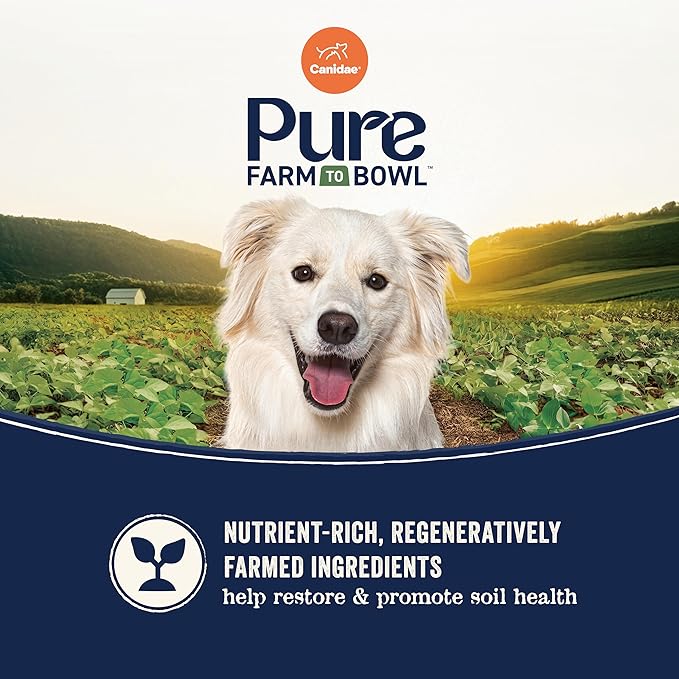 Canidae Pure Farm to Bowl, Grain-Free, Wild-Caught Salmon & Sweet Potato Dog Food, Adult 22lb