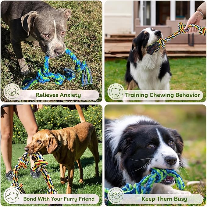 Heavy Duty Dog Rope Toys for Large Breed Aggressive Chewers, 2 Pack Indestructible Teeth Cleaning Tug of War Toy, Tough Chew Rope Tug Toy for Dogs – Interactive Toy