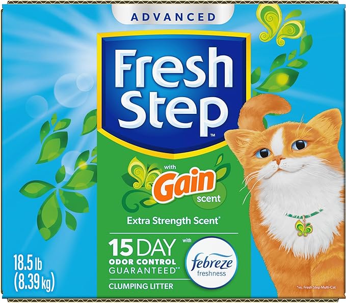 Fresh Step Advanced Clumping Litter with Febreze Freshness with Gain Scent, Fights Odor on Contact, 37 lbs. (2 x 18.5 lb. Box) (Package May Vary)