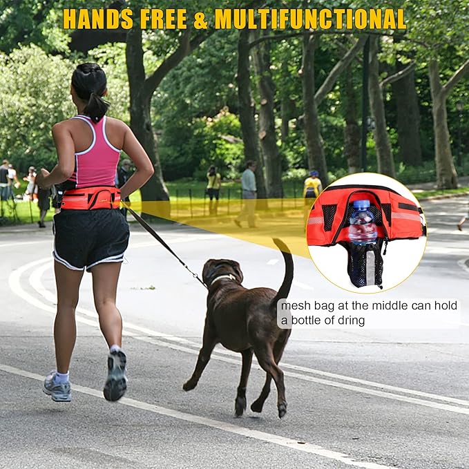 LIOPARD Dog Large Treat Bags Training Pouch Hands Free Waist Belt Puppy Small Waterproof Fanny Pack Pet Accessories Waste Bags with Dispenser for Travel Running Walking Hiking Agility (Orange)