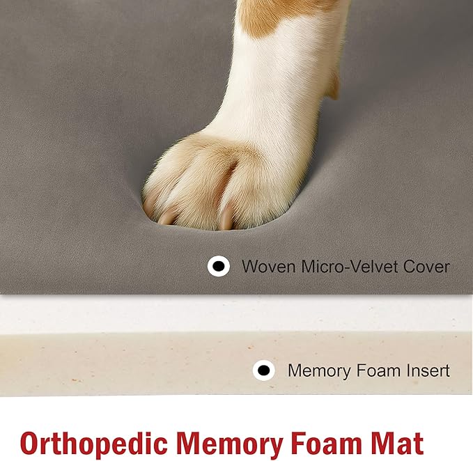 Majestic Pet Orthopedic Memory Foam Dog Crate Mat - Plush Pet Bed Pad for Crates & Kennels | USA Crafted | 42"x26" Villa Vintage