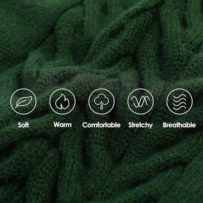 Dog Sweaters for Large Dogs Classic Turtleneck Dog Christmas Sweater Thick Warm Pullover Male Puppy Pet Stretch Knitwear Fall Winter Clothes with Leash Hole(Green, L)