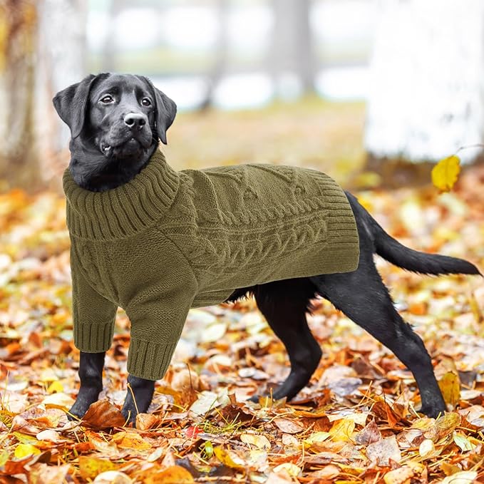 ASENKU Knitted Dog Sweater, Pullover Big Thermal Dog Winter Sweater, Turtleneck Doggy Sweaters for Large Medium Dogs Boy Girl, Warm Pet Sweaters Outfit Border Collie,Pit Bull,Golden Retriever, 4XL