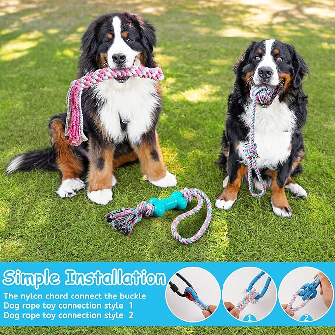 Aitmexcn Flirt Pole for Dogs Chase and Tug of War, Interactive Dog Toys for Large Medium Small Dogs, Dog Enrichment Toys with Rope Chewing Toys for Outdoor Training Playing Exercise