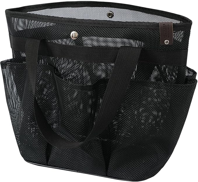 Mesh Horse Grooming Tote Bag Breathable Waterproof, 6 Pockets Horse Grooming Kit Tool Bags, Horse Cleaning Caddy Box for Cleaning Supplies, Pet Grooming Organizer for Horse Dog Goats, Black