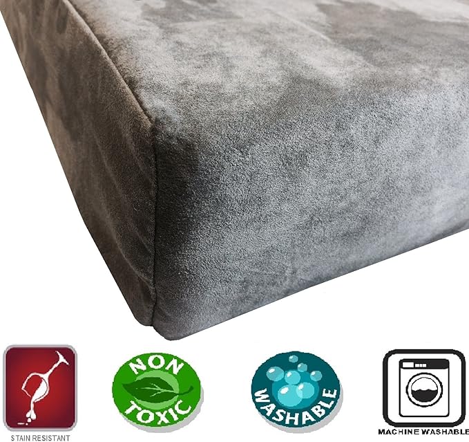 Dogbed4less Premium HeadRest Pillow Orthopedic Cool Memory Foam Dog Bed for Large Dogs, Waterproof Lining with Washable Suede Grey Cover, Extra Large 47X29 Inches