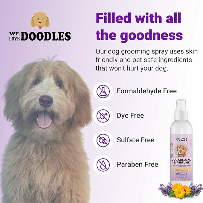 We Love Doodles Dog Cologne & Perfume, (Lavender and Fresh Cotton) Bundle - Deodorizing, Organic, Made In USA - Long Lasting After Bath Deodorant - Freshener For Smelly Dogs - Odor Eliminator Spray