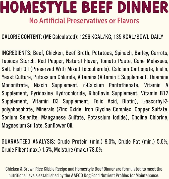 On The Go Dog Food, Homestyle Beef Dinner - 7.5 oz Trays (6 Count), Made in The USA with Real Beef