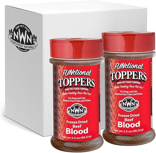 Northwest Naturals Freeze-Dried Beef Blood Functional Topper - for Dogs & Cats - Healthy, 1 Ingredient, Human Grade Ingredients, All Natural, Proudly Made in USA, 3.5 Oz (Pack of 2)