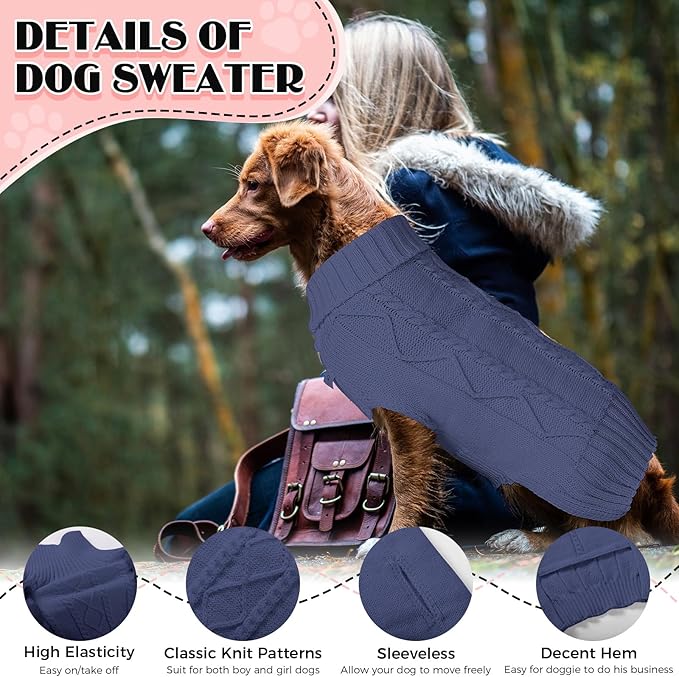 Dog Sweaters for Small Medium Large Dogs Girl, Soft Warm Turtleneck Pup Dogs Shirt, Double Knitting Collar for Outdoor Playing, Warm Dog Clothes