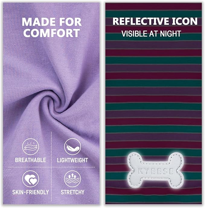 KYEESE 2Pack Dog Shirts Striped T Shirt for Medium Dogs Boy Lightweight Sleeveless Vest Cotton Tank Top Clothes, XX-Large,Purple+Striped