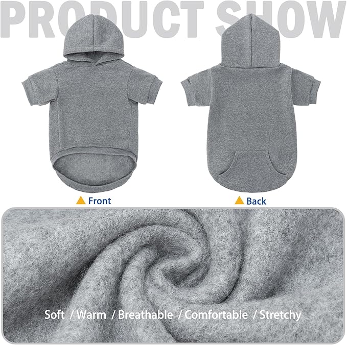 SCENEREAL Dog Hoodie Sweaters for Small Medium Large Size Dogs, Fleece Pet Sweatshirt with Hat and Pocket,Soft Cold Winter All Weather Puppy Clothes for S to XL Sized Dogs,Grey (XS)