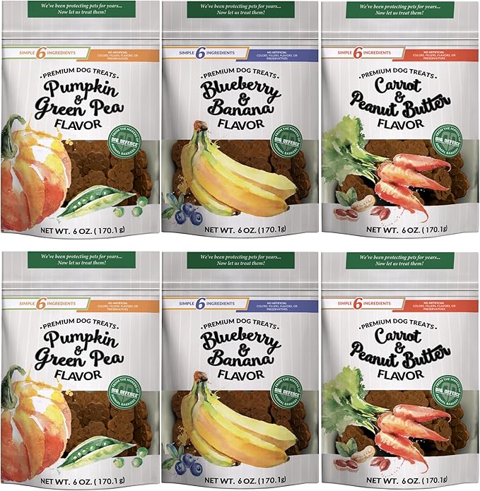 Dig Defence Premium Dog Treats Variety Pack - Gourmet Healthy Dog Treats, All-Natural Training Treats for Large, Medium & Small Dogs, 6-Pack