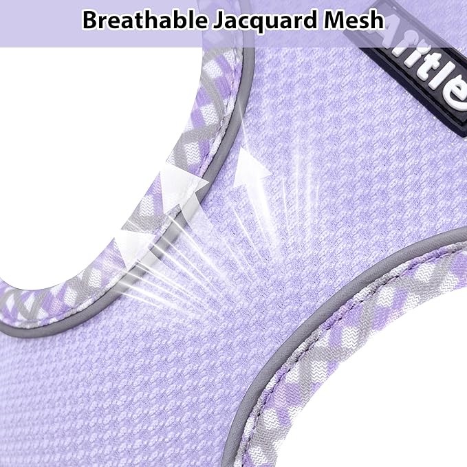 AIITLE Small Dog Harness - Breathable Double-Layer Jacquard No-Choke Vest, Durable Anti-Tear Fabric with Reflective Trim - Perfect for Running, Parties, Daily Walks (Purple, XS)