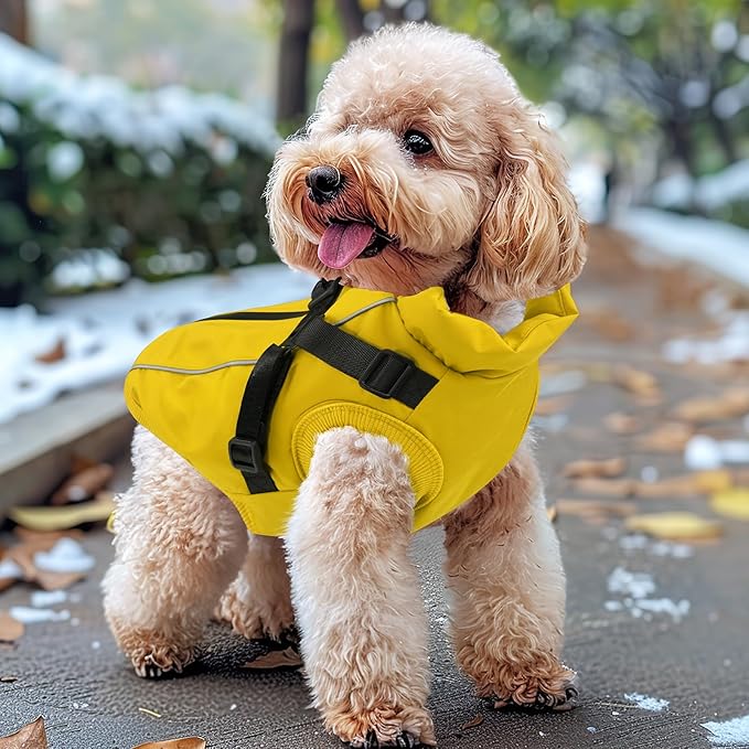 Dog Winter Coat Reflective Water-Resistant Jacket, Fleece Lined Windproof Puppy Coat with Back Zipper & D-Ring, Cold Weather Dog Coats for Small Medium Large Dogs (XXL, Orange)