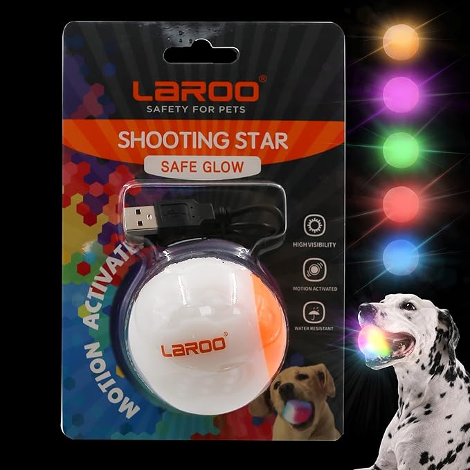LaRoo LED Dog Ball, Dog Toys Silicon Glowing LED Dog Ball with USB Rechargeable Glow in The Dark Dog Ball Teeth Cleaner Training Ball(White)