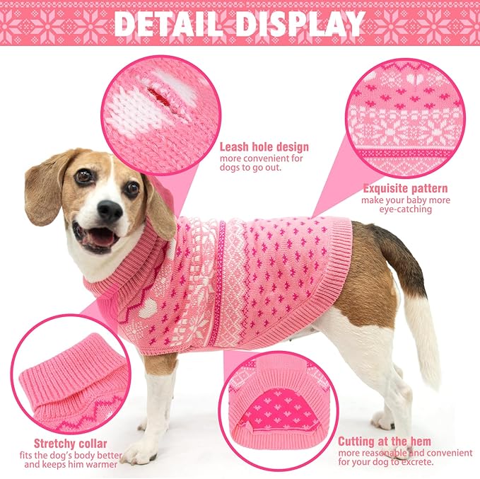 SCENEREAL XL Dog Sweaters Male and Female, Soft, Warm Turtleneck Extra Large Dog Sweater, Knitted Ugly Dog Christmas Outfits, Argyle Winter Clothes for Walking Outdoor