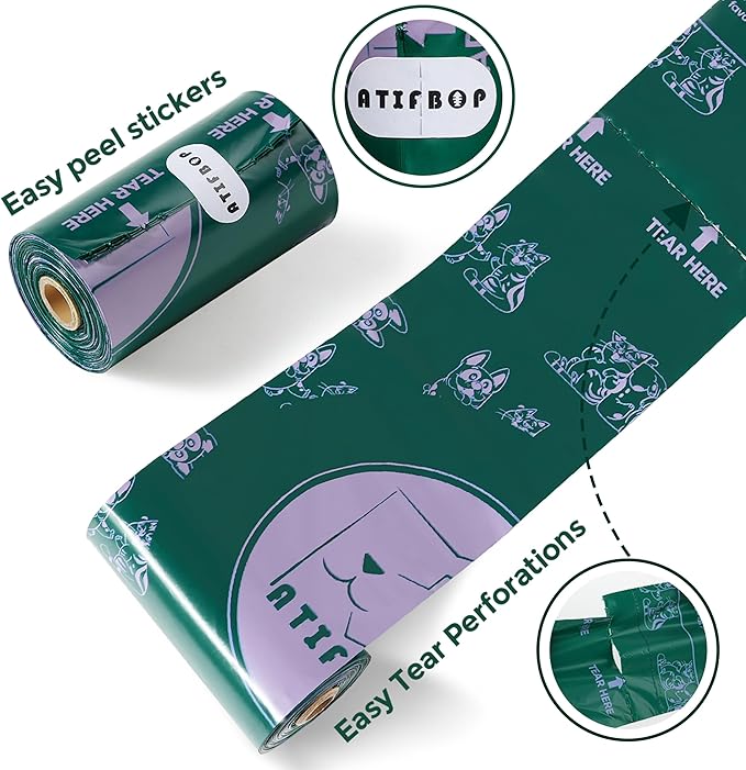 ATIFBOP Dog Poop Bags Rolls, Extra Thick and Leak-proof Poop Bag for Dogs, 600 Bags 40 Refill Rolls, Scented Waste Bag for Dog and Cat, Made form 65% Recycled Plastics