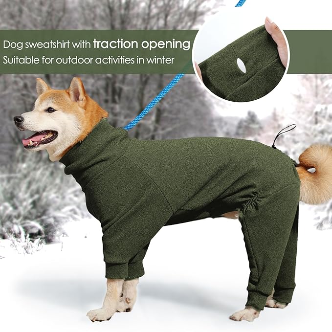 Dotoner Pullover Dog Sweater High Collar With Leash Hole - Cold Weather Vest for Indoor and Outdoor Use - Long Sleeve Sweatshirt Clothes for Large Dogs