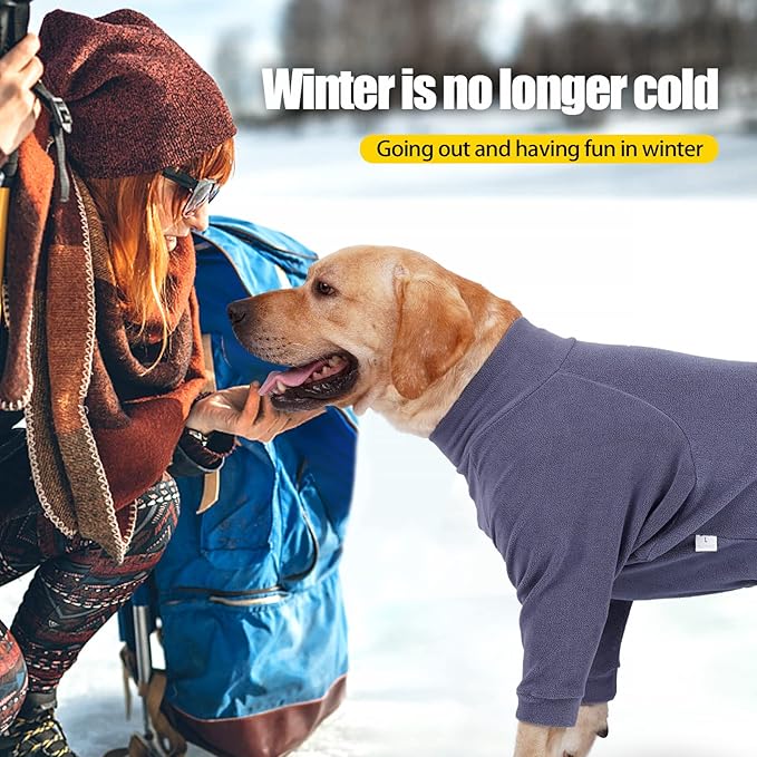 Dog Winter Coat,Warm Dog Jacket,Puppy Polar Fleece High Collar Full Body Snowsuit,Comfort Windproof Sweater(Grey,XXL)