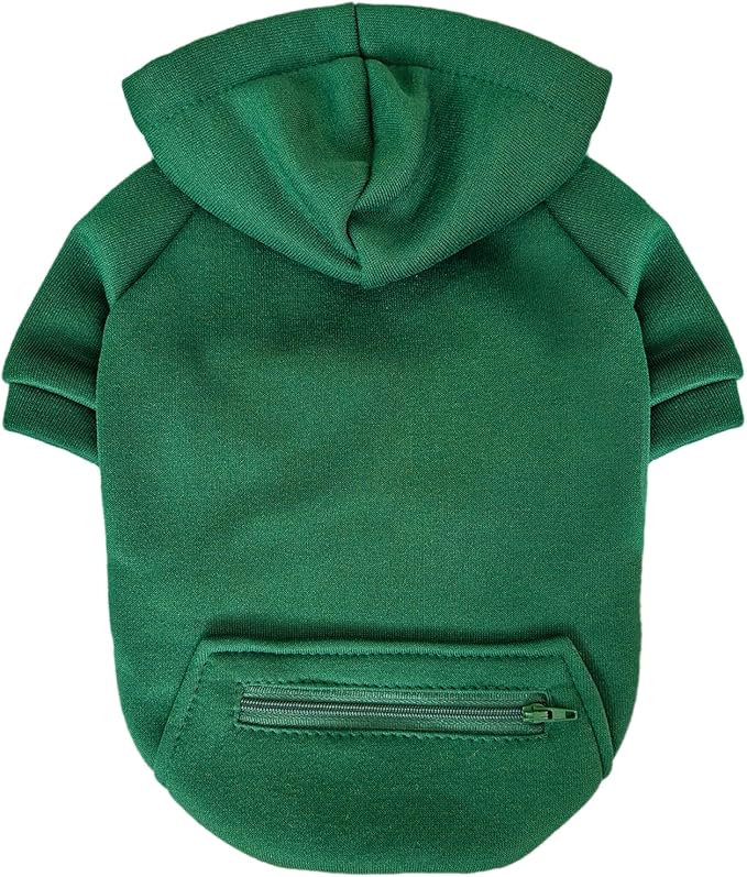 Jecikelon Pet Dog Cold Weather Coat with Pocket Winter Dog Hoodie Warm Puppy Clothes for Small Dogs Chihuahua Clothing (Green, Large)