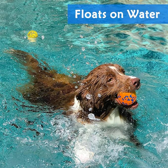 4Pcs Super Bouncy Dog Balls, Fun Indestructible Tennis Balls for Aggressive Chewers, Durable Floating Fetch Toys for Small Dogs with Lifetime Replacement