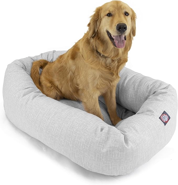 Majestic Pet 24 Inch Bagel Calming Dog Bed Washable – Cozy Soft Round Dog Bed with Spine Support for Dogs to Rest Their Head - Fluffy Donut Dog Bed 24x19x7 (Inch) - Round Pet Bed Small – Gray