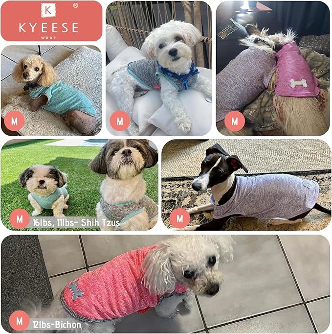 KYEESE 2 Pack Sun Protection Dog Shirts Quick Dry Soft Stretchy Pet T-Shirts Sleeveless Vest with Reflective Label Tank Top Dog Clothes for Small Dogs, Coral Red+Grey, M
