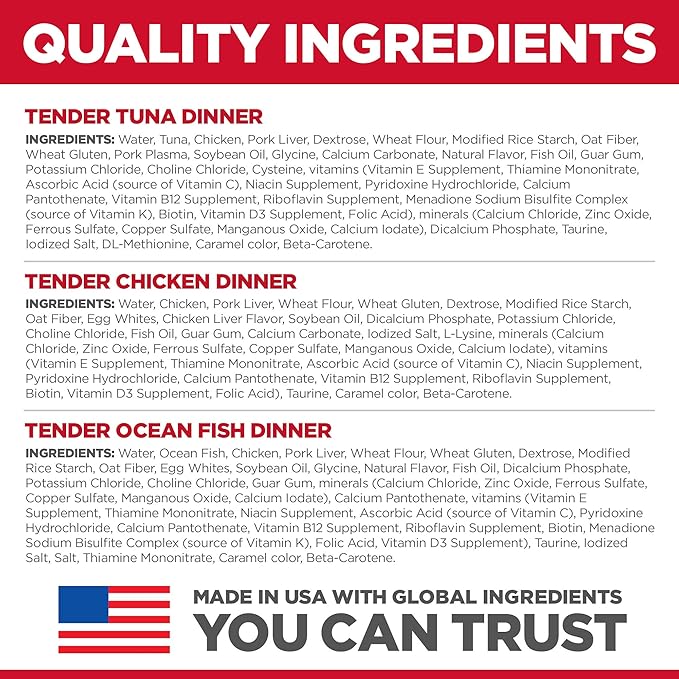 Hill's Science Diet Adult 1-6, Adult 1-6 Premium Nutrition, Wet Cat Food, Variety Pack: Tuna, Chicken, Ocean Fish Stew, 2.8 oz Pouch Variety Pack, Case of 12