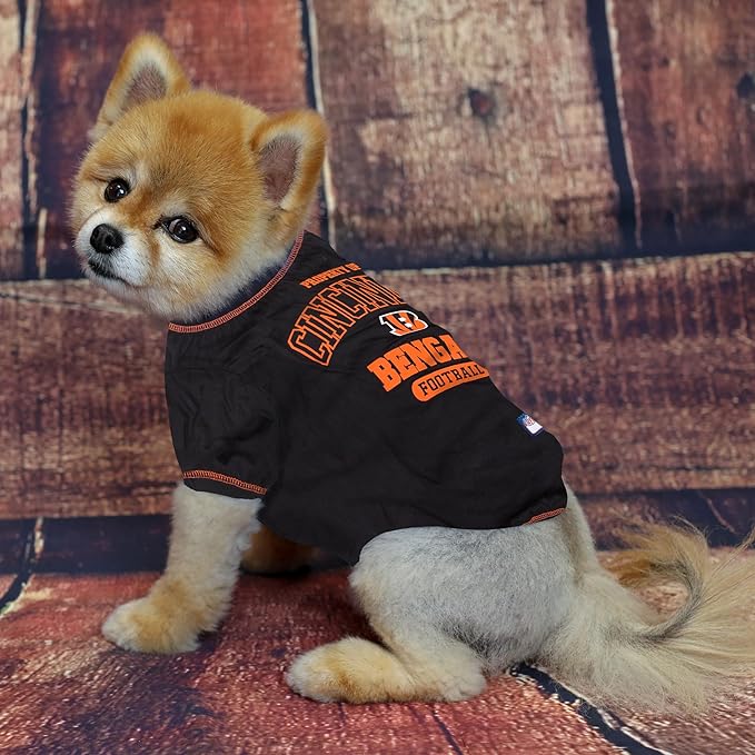 NFL Cincinnati Bengals Dog T-shirt Medium. - Licensed Shirt for Pets Team Colored with Team Logos- Premium Stretchable Materials for the comfort of your Dog & Cat