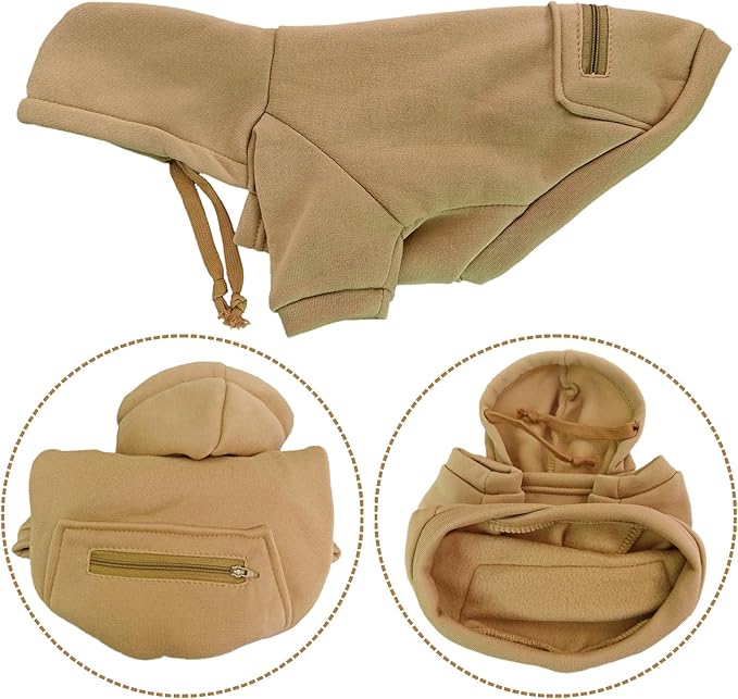 Jecikelon Pet Dog Cold Weather Coat with Pocket Winter Dog Hoodie Warm Puppy Clothes for Small Dogs Chihuahua Clothing (Khaki, XX-Small)