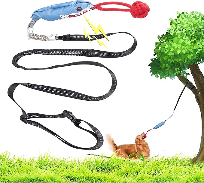 Dog Tree Tug of War Toy with Squeaky, Tethered Tug of War Outdoor Toy Self Play for Small to Medium Dogs to Exercise Play Rope,Ball with Rope Dog Toy
