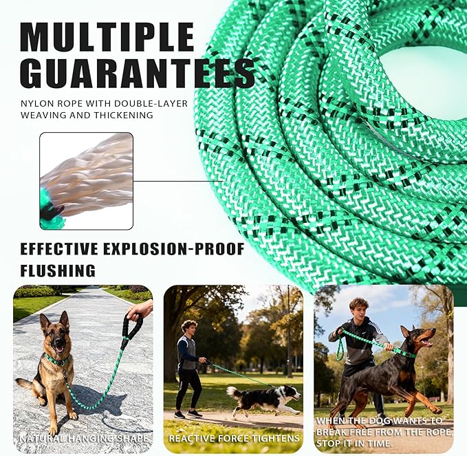 Nylon Dog Leash for Medium Large Dogs, 5-FTReflective Heavy Duty Leash with Comfortable Handle & Poop Bag Dispenser Ring, 1/2 Inch Wide, Secure Reinforcement for Walking (Teal Blue, M)
