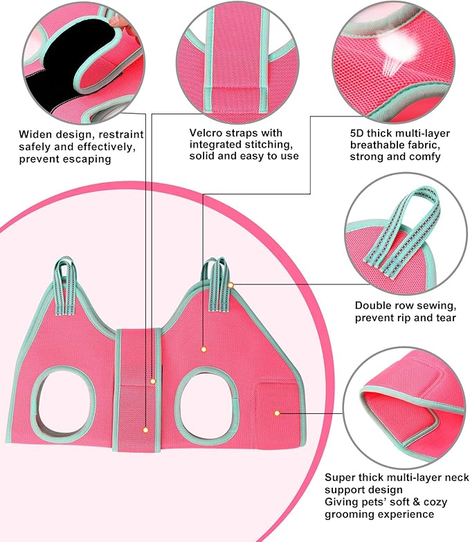 Dog Grooming Hammock, Small Dog Hammock for Nail Trim, Hanging Harness for Claw Care,Grooming Sling Holder Hanger with Thick Fabric Neck Support Wide Strap Restraint
