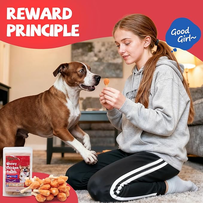 Dog Treats Chicken-Wrapped Calcium Bone Chew, Rich in Taurine, Suitable for Small, Medium, Large Dogs. Clean Teeth Freshen Breath. Use Training Reward Each Pack Contains 10.58 Ounces.