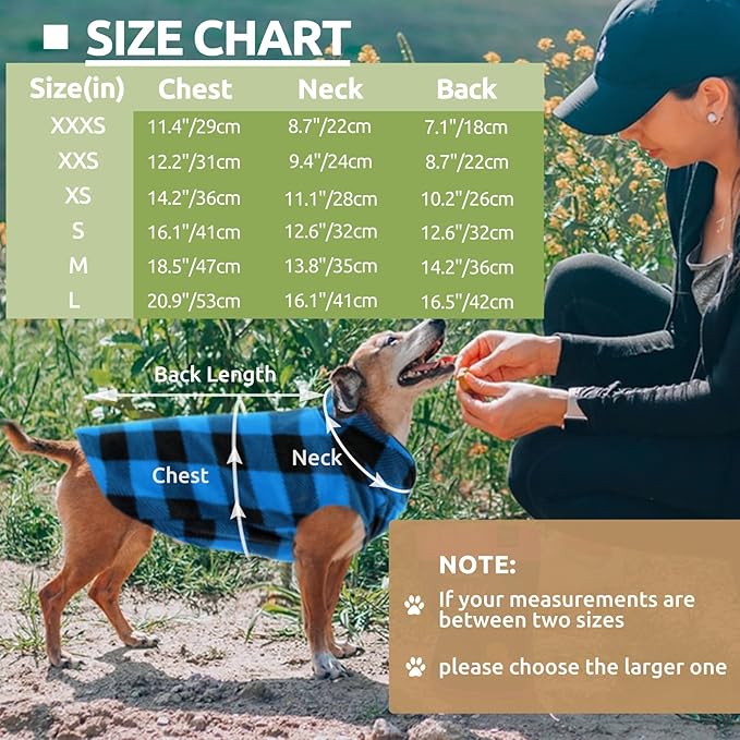 KAMA BRIDAL Spring Autumn Winter Coat Pullover Fleece Vest for Cats Small and Medium Dogs Thin Sweater Blue & Black Plaid (Blue, M)