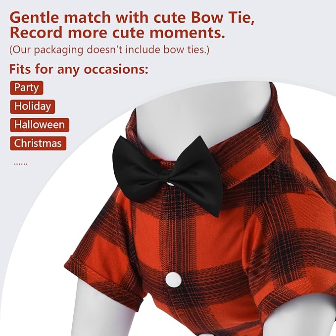 Koneseve Dog Shirt Plaid Dog Clothes for Small Dogs Boy Girl Cat Clothes Soft Puppy Outfit Adorable Pet T-Shirts Kitten Grid Costume Apparel Thanksgiving Christmas Clothing (Red#1; L/Large)