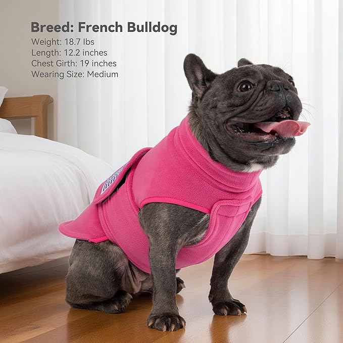 cyeollo Small Dog Sweater, Fleece Dog Sweaters Turtleneck Vest Soft Puppy Sweatshirt Stretchy Pet Fall Autumn Coat Warm Winter Clothes for Small Dogs Girl, Pink L
