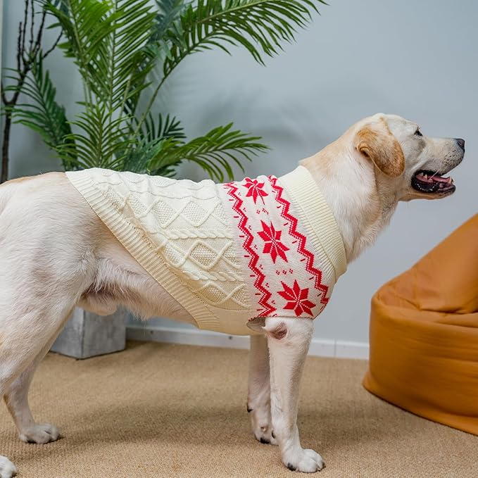 Warm Winter Dog Sweater - Cold Weather Pet Clothes for Small Medium Large Dogs Indoor Outdoor, Soft Classic Knit Puppy Apparel