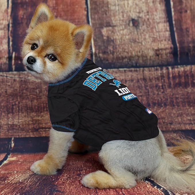 NFL Detroit Lions Dog T-shirt Medium. - Licensed Shirt for Pets Team Colored with Team Logos- Premium Stretchable Materials for the comfort of your Dog & Cat