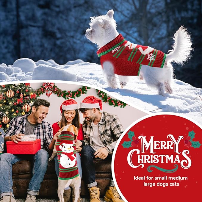 PETCARE Red Snowman Dog Sweater Christmas Dog Sweaters Vest Ugly Snow Xmas Puppy Costume Pet Holiday New Year Fall Winter Clothes for Small Medium Large Dogs Cats Pullover Sweaters Outfits,X-Small