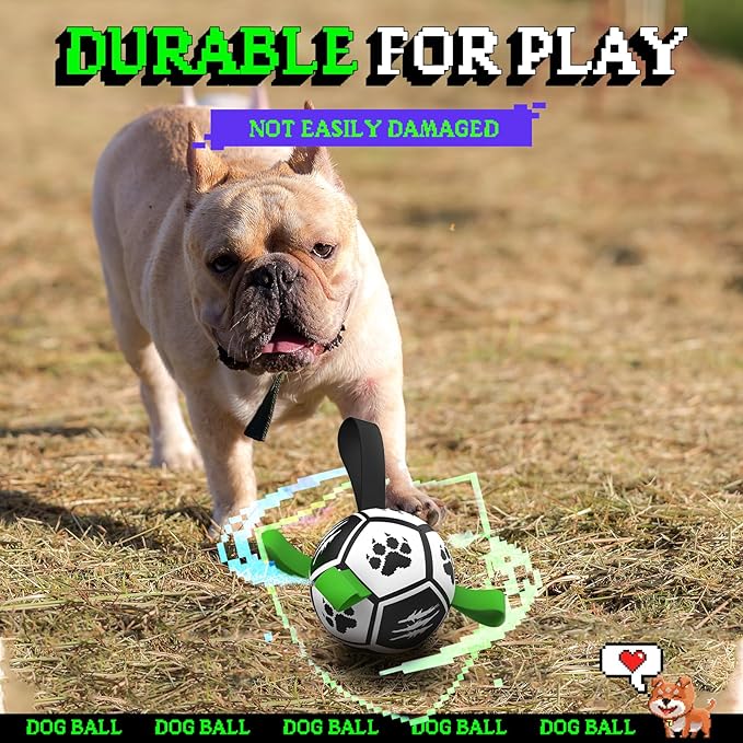 Diman Dog Soccer Ball with Straps, Soccer Balls for Dogs to Play, Train and Retriever, Outdoor Pet Balls for Small to Medium (5 Inch)