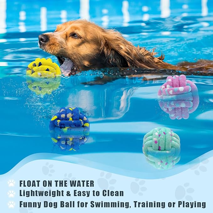 Magicorange Dog Balls Tennis Ball Toys Dog Toy for Aggressive Chewers Indestructible Teething Chew Toys Water Toy Fetch Ball for Dogs (4 Pack)