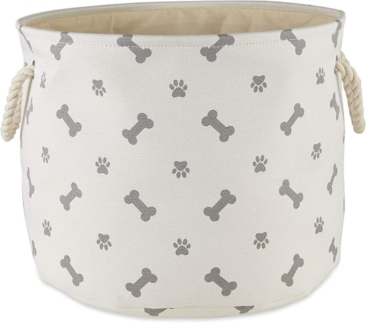 Bone Dry 5511 Pet Storage Collection Paw and Bone Print, Medium Round, Gray
