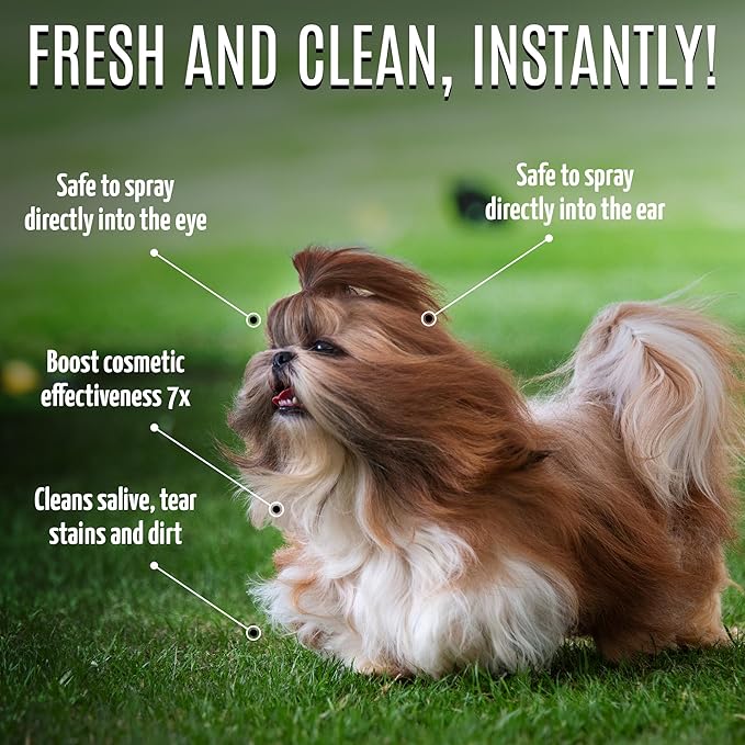 Tauro Pro Line 6in1 Natural Tear Stain Remover for Dogs - Alkaline Water Spray for Eyes, Ears & Coat, Safe for Cat, Puppy & Other Pet (Pure Mist - 8.5 Fl Oz)