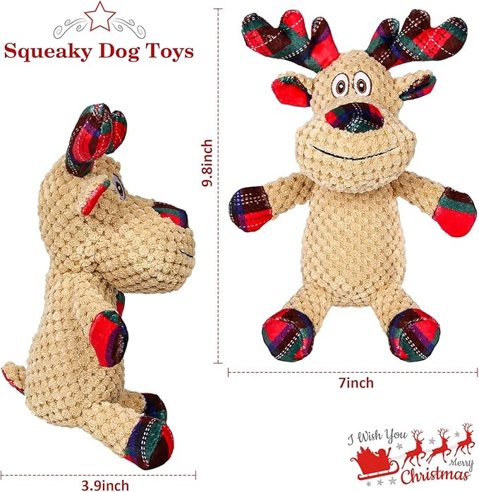 IOKHEIRA Christmas Dog Toys, Squeaky Dog Toy for Large Dogs, Cute Owl Plush Dog Toys with Crinkle Paper, Dog Chew Toys for Small Medium Breed