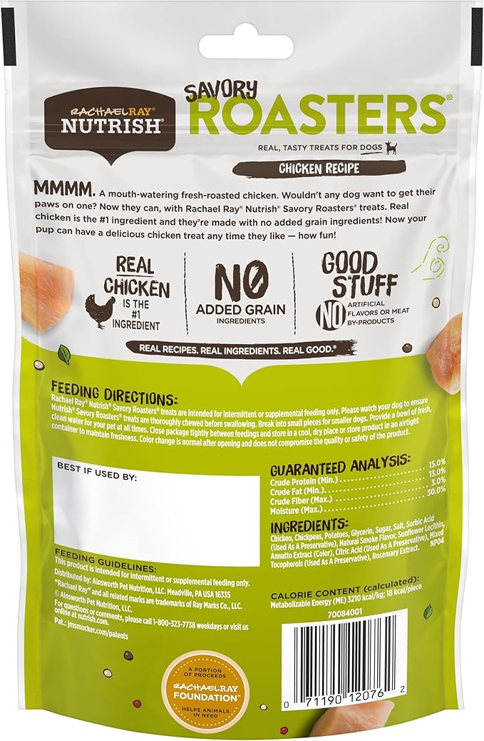 Nutrish Rachael Ray Dog Treats Savory Roasters Chicken Recipe, 5 oz. Pouch, 5 Count