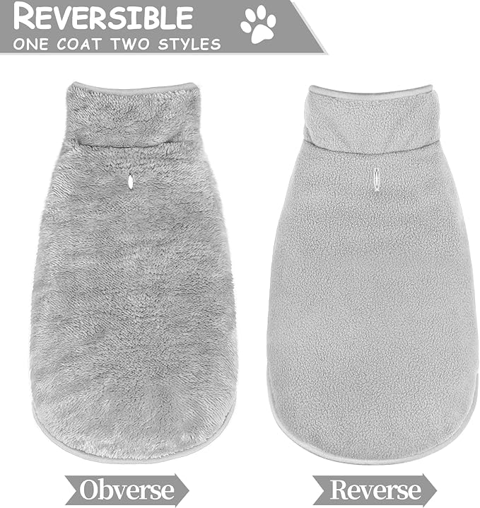Malier Dog Winter Coat, Reversible Fleece Dog Cold Weather Coats, Windproof Warm Snow Puppy Jacket Vest Pet Clothes for Small Medium Large Dogs (Gray, X-Small)